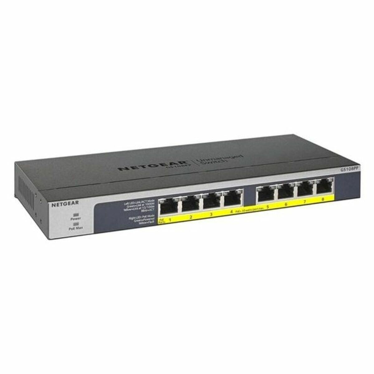 Lumipat para sa network na may control cabinet Netgear GS108PP-100EUS 16 Gbps