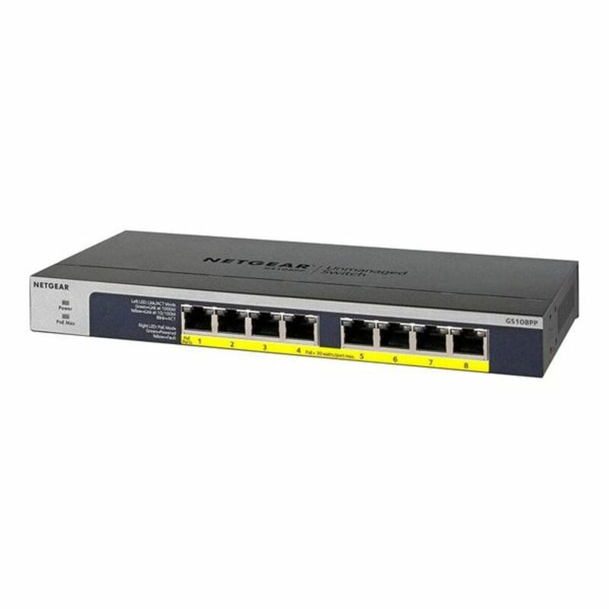 Switch for the network with control cabinet Netgear GS108PP-100EUS 16 Gbps