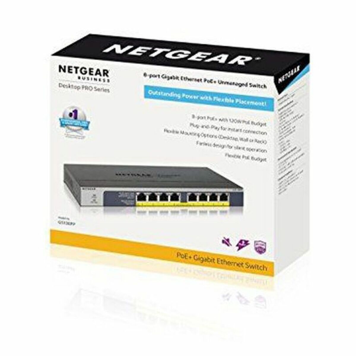 Kontrol Kabini Netgear GS108PP-100EUS 16 Gbps ile Ağ için Anahtar