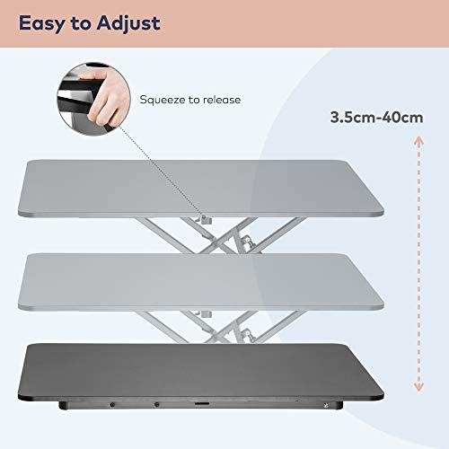 ZOLDA Ultradünner Höhenverstellbarer Schreibtischaufsatz -Premium Stehtisch Konverter für bessere Unterstützung der Körperhaltung. Schreibtisch Höhenverstellbar Stehpult Konverter (Schwarz) - EDV-Guru (Guru e.U.)